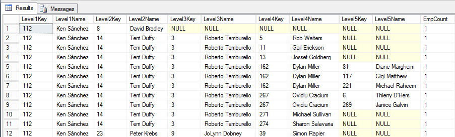 query results